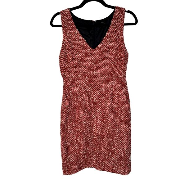 J Crew Womans 2 Boucle Wool Tweed Sheath Dress Sleeveless Pencil Office Rust Red - Picture 2 of 7